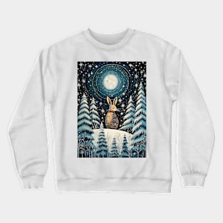 Moonlit Reverie: The Hare's Serenity Crewneck Sweatshirt